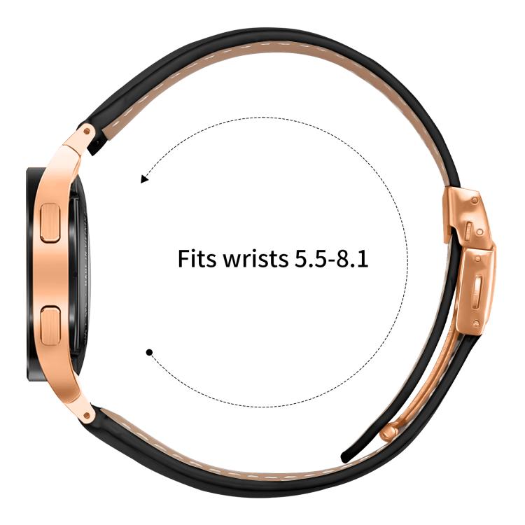 For Samsung Galaxy Watch 7 40 / 44mm Quick Release Lychee Texture Rose Gold Turtle Back Buckle Leather Watch Band(Black)