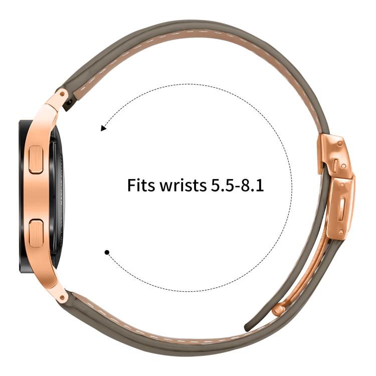 For Samsung Galaxy Watch 7 40 / 44mm Quick Release Lychee Texture Rose Gold Turtle Back Buckle Leather Watch Band(Gray)