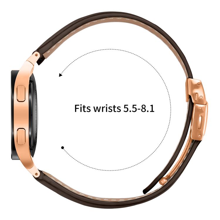 For Samsung Galaxy Watch 7 40 / 44mm Quick Release Lychee Texture Rose Gold Turtle Back Buckle Leather Watch Band(Coffee Color)