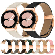 For Samsung Galaxy Watch 7 40 / 44mm Quick Release Lychee Texture Rose Gold Turtle Back Buckle Leather Watch Band(Green)