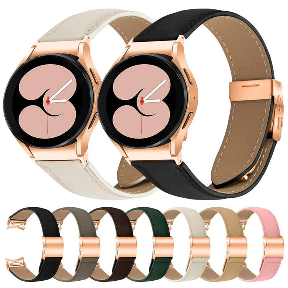 For Samsung Galaxy Watch 7 40 / 44mm Quick Release Lychee Texture Rose Gold Turtle Back Buckle Leather Watch Band(Black)