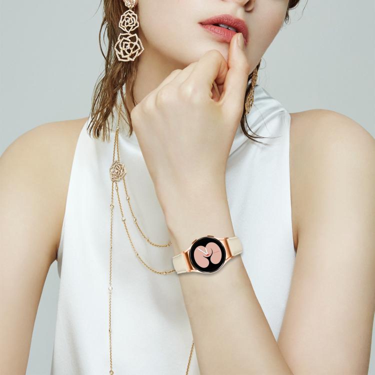 For Samsung Galaxy Watch 7 40 / 44mm Quick Release Lychee Texture Rose Gold Turtle Back Buckle Leather Watch Band(Black)