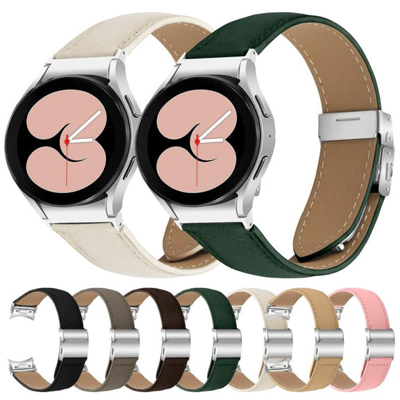 For Samsung Galaxy Watch 7 40 / 44mm Quick Release Lychee Texture Silver Turtle Back Buckle Leather Watch Band(Camel)