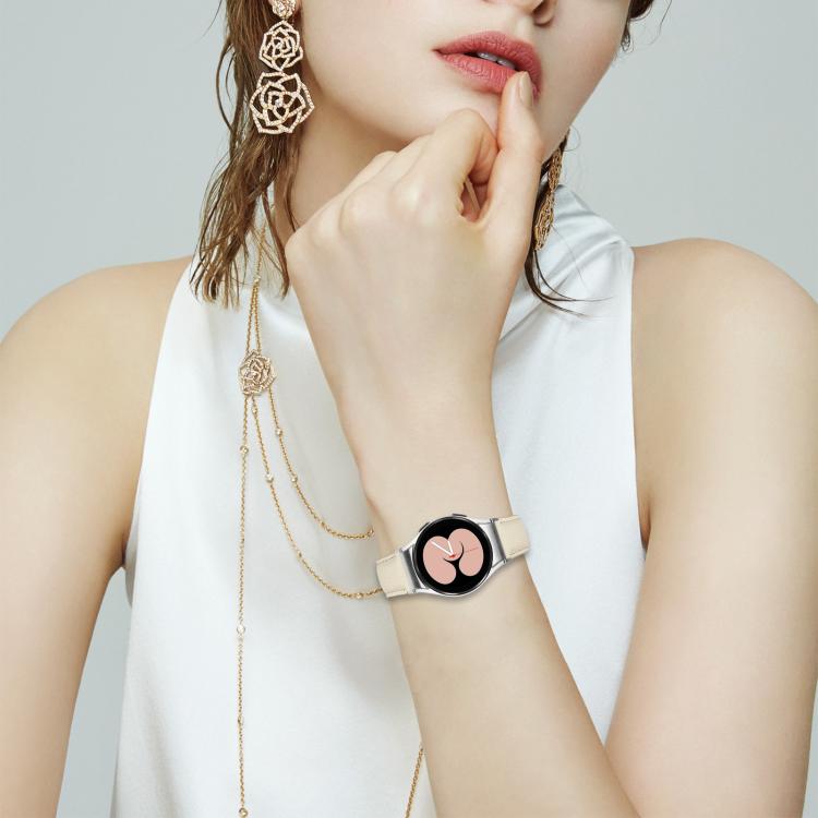 For Samsung Galaxy Watch 7 40 / 44mm Quick Release Lychee Texture Silver Turtle Back Buckle Leather Watch Band(Black)