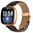 For Fitbit Versa 3 / 4 Lychee Texture Rose Gold Turtle Back Buckle Leather Watch Band(Coffee Color) - free shipping - PMC TechLife - Order now!