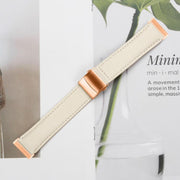 For Fitbit Versa 3 / 4 Lychee Texture Rose Gold Turtle Back Buckle Leather Watch Band(Creamy White)