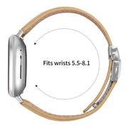 For Fitbit Versa 3 / 4 Lychee Texture Silver Turtle Back Buckle Leather Watch Band(Camel)