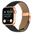 For Apple Watch 46mm / 49mm / 45mm / 44mm Lychee Texture Rose Gold Turtle Back Buckle Leather Watch Band(Black) - free shipping - PMC TechLife - Order now!