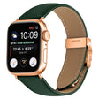For Apple Watch 42mm / 41mm / 40mm / 38mm Lychee Texture Rose Gold Turtle Back Buckle Leather Watch Band(Green) - free shipping - PMC TechLife - Order now!