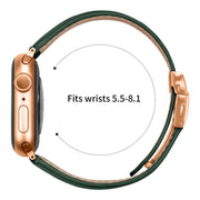 For Apple Watch 42mm / 41mm / 40mm / 38mm Lychee Texture Rose Gold Turtle Back Buckle Leather Watch Band(Green)