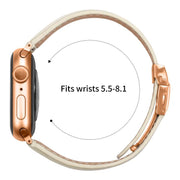 For Apple Watch 42mm / 41mm / 40mm / 38mm Lychee Texture Rose Gold Turtle Back Buckle Leather Watch Band(Creamy White)