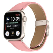 For Apple Watch 42mm / 41mm / 40mm / 38mm Lychee Texture Starlight Turtle Back Buckle Leather Watch Band(Pink)