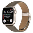 For Apple Watch 42mm / 41mm / 40mm / 38mm Lychee Texture Starlight Turtle Back Buckle Leather Watch Band(Gray) - Watch Bands by PMC TechLife | Online Shopping South Africa | PMC TechLife | Buy Now Pay Later Mobicred