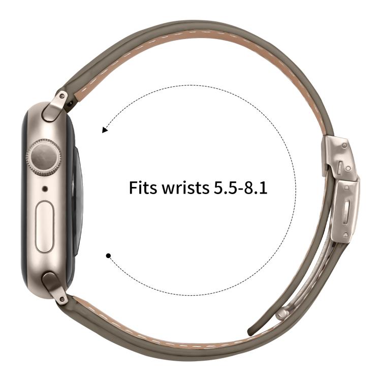 For Apple Watch 42mm / 41mm / 40mm / 38mm Lychee Texture Starlight Turtle Back Buckle Leather Watch Band(Gray)
