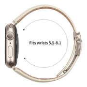 For Apple Watch 42mm / 41mm / 40mm / 38mm Lychee Texture Starlight Turtle Back Buckle Leather Watch Band(Creamy White)