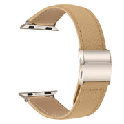 For Apple Watch 42mm / 41mm / 40mm / 38mm Lychee Texture Starlight Turtle Back Buckle Leather Watch Band(Camel)