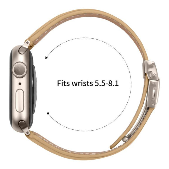 For Apple Watch 42mm / 41mm / 40mm / 38mm Lychee Texture Starlight Turtle Back Buckle Leather Watch Band(Camel)