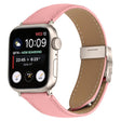 For Apple Watch 46mm / 49mm / 45mm / 44mm Lychee Texture Starlight Turtle Back Buckle Leather Watch Band(Pink) - Watch Bands by PMC TechLife | Online Shopping South Africa | PMC TechLife | Buy Now Pay Later Mobicred