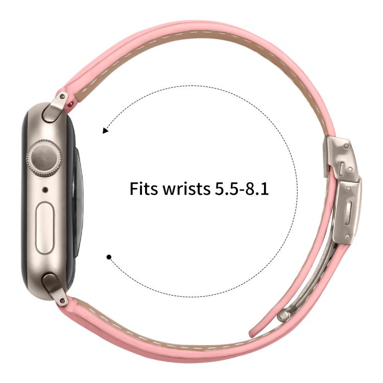 For Apple Watch 46mm / 49mm / 45mm / 44mm Lychee Texture Starlight Turtle Back Buckle Leather Watch Band(Pink)