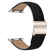 For Apple Watch 46mm / 49mm / 45mm / 44mm Lychee Texture Starlight Turtle Back Buckle Leather Watch Band(Black)