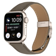 For Apple Watch 46mm / 49mm / 45mm / 44mm Lychee Texture Starlight Turtle Back Buckle Leather Watch Band(Gray)