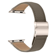 For Apple Watch 46mm / 49mm / 45mm / 44mm Lychee Texture Starlight Turtle Back Buckle Leather Watch Band(Gray)