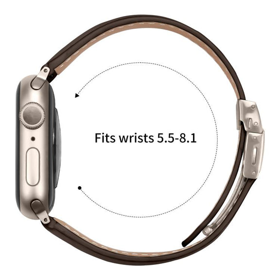 For Apple Watch 46mm / 49mm / 45mm / 44mm Lychee Texture Starlight Turtle Back Buckle Leather Watch Band(Coffee Color)