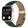 For Apple Watch 46mm / 49mm / 45mm / 44mm Lychee Texture Starlight Turtle Back Buckle Leather Watch Band(Green) - Watch Bands by PMC TechLife | Online Shopping South Africa | PMC TechLife | Buy Now Pay Later Mobicred
