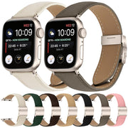 For Apple Watch 46mm / 49mm / 45mm / 44mm Lychee Texture Starlight Turtle Back Buckle Leather Watch Band(Black)