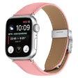 For Apple Watch 46mm / 49mm / 45mm / 44mm Lychee Texture Silver Turtle Back Buckle Leather Watch Band(Pink) - free shipping - PMC TechLife - Order now!