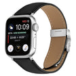 For Apple Watch 46mm / 49mm / 45mm / 44mm Lychee Texture Silver Turtle Back Buckle Leather Watch Band(Black) - free shipping - PMC TechLife - Order now!