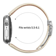For Apple Watch 46mm / 49mm / 45mm / 44mm Lychee Texture Silver Turtle Back Buckle Leather Watch Band(Creamy White)