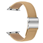 For Apple Watch 46mm / 49mm / 45mm / 44mm Lychee Texture Silver Turtle Back Buckle Leather Watch Band(Camel)