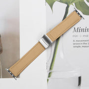 For Apple Watch 46mm / 49mm / 45mm / 44mm Lychee Texture Silver Turtle Back Buckle Leather Watch Band(Camel)