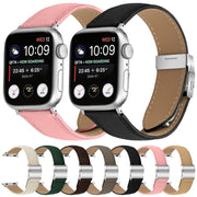 For Apple Watch 46mm / 49mm / 45mm / 44mm Lychee Texture Silver Turtle Back Buckle Leather Watch Band(Gray)