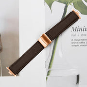 For Xiaomi Smart Bnad 9 Pro / Redmi Watch 5 Lychee Texture Rose Gold Turtle Back Buckle Leather Watch Band(Coffee Color)