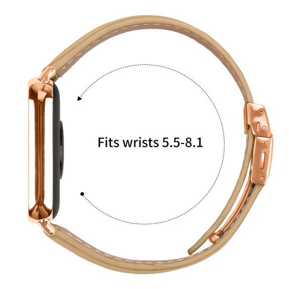 For Xiaomi Smart Bnad 9 Pro / Redmi Watch 5 Lychee Texture Rose Gold Turtle Back Buckle Leather Watch Band(Camel)