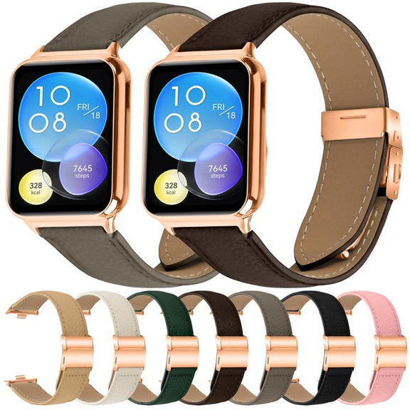 For Xiaomi Smart Bnad 9 Pro / Redmi Watch 5 Lychee Texture Rose Gold Turtle Back Buckle Leather Watch Band(Camel)