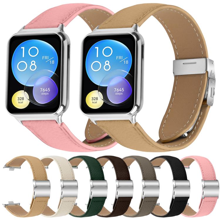 For Xiaomi Smart Bnad 9 Pro / Redmi Watch 5 Lychee Texture Silver Turtle Back Buckle Leather Watch Band(Black)