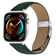 For Huawei Watch Fit 4 / Fit 4 Pro / Fit 3 Lychee Texture Silver Turtle Back Buckle Leather Watch Band(Green)