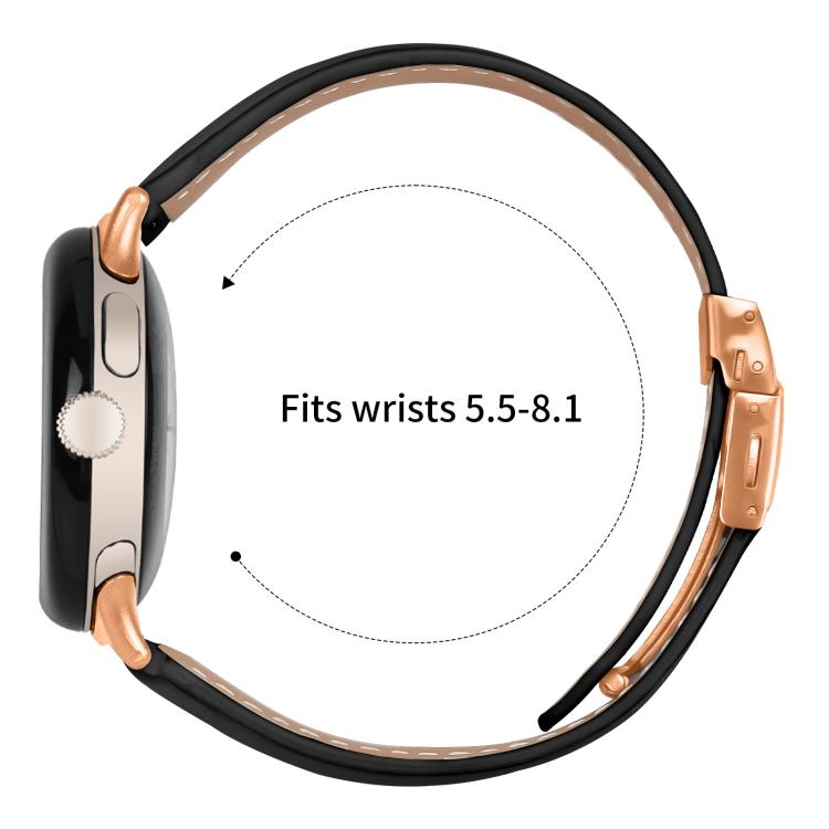 For Google Pixel Watch / Watch 2 / 3 41mm Lychee Texture Rose Gold Turtle Back Buckle Leather Watch Band(Black)