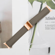 For Google Pixel Watch / Watch 2 / 3 41mm Lychee Texture Rose Gold Turtle Back Buckle Leather Watch Band(Gray)