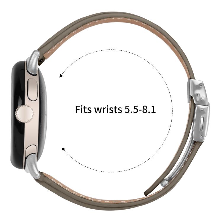 For Google Pixel Watch / Watch 2 / 3 41mm Lychee Texture Silver Turtle Back Buckle Leather Watch Band(Gray)