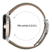 For Google Pixel Watch / Watch 2 / 3 41mm Lychee Texture Silver Turtle Back Buckle Leather Watch Band(Gray)
