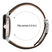 For Google Pixel Watch / Watch 2 / 3 41mm Lychee Texture Silver Turtle Back Buckle Leather Watch Band(Coffee Color)