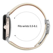 For Google Pixel Watch / Watch 2 / 3 41mm Lychee Texture Silver Turtle Back Buckle Leather Watch Band(Creamy White)