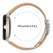 For Google Pixel Watch / Watch 2 / 3 41mm Lychee Texture Silver Turtle Back Buckle Leather Watch Band(Camel)