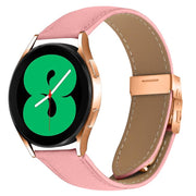 20mm Lychee Texture Rose Gold Turtle Back Buckle Leather Watch Band(Pink)