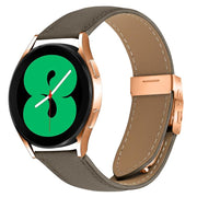 20mm Lychee Texture Rose Gold Turtle Back Buckle Leather Watch Band(Gray)