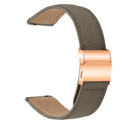 20mm Lychee Texture Rose Gold Turtle Back Buckle Leather Watch Band(Gray)